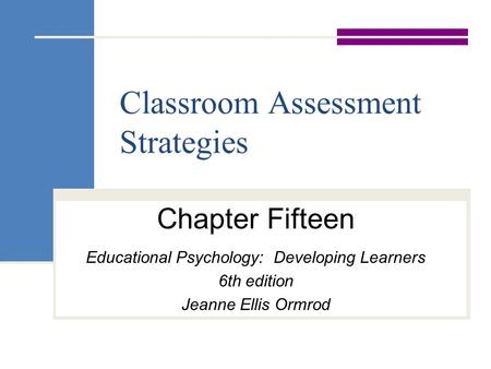 Classroom Assessment Strategies