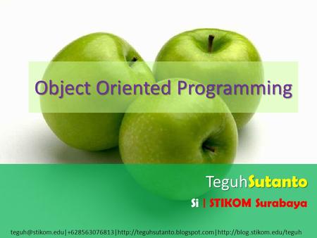 Object Oriented Programming Teguh Sutanto Si | STIKOM Surabaya