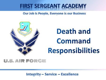 OVERVIEW  Casualty Services  The First Sergeant Role  Dependent Death.