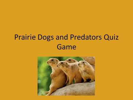Prairie Dogs and Predators Quiz Game. Game Rules Teams will alternate turns answering questions If the team does not know the answer to the question they.