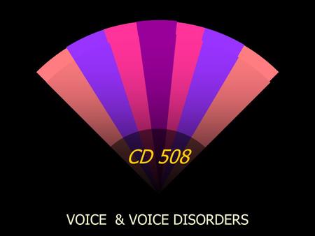 CD 508 VOICE & VOICE DISORDERS. Chapter 3 Voice Disorders.