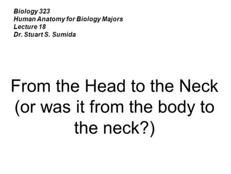 From the Head to the Neck (or was it from the body to the neck?)