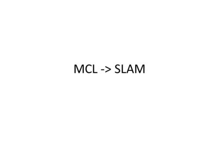 MCL -> SLAM. x: pose m: map u: robot motions z: observations.