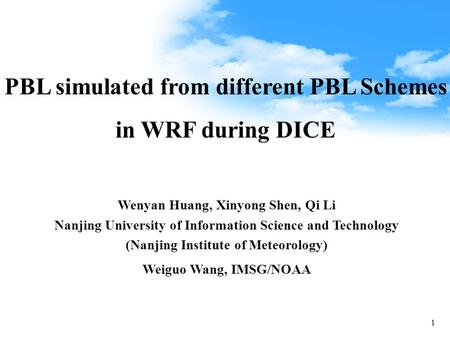PBL simulated from different PBL Schemes in WRF during DICE