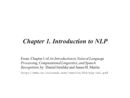 Chapter 1. Introduction to NLP