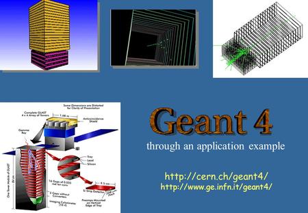 Http://cern.ch/geant4/ http://www.ge.infn.it/geant4/ through an application example http://cern.ch/geant4/ http://www.ge.infn.it/geant4/
