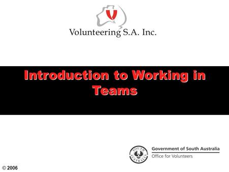 Introduction to Working in Teams © 2006. Workshop Objectives  To identify the characteristics of effective and ineffective teams  To examine the motivations.