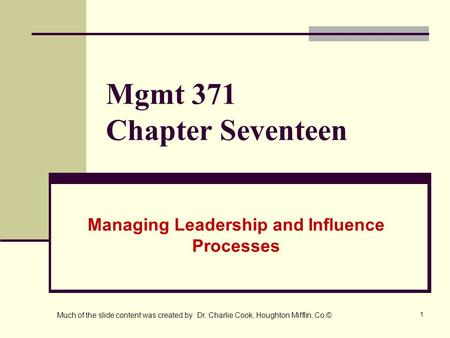 Mgmt 371 Chapter Seventeen