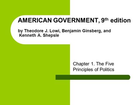 Chapter 1. The Five Principles of Politics