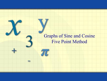 Graphs of Sine and Cosine Five Point Method. 2 Plan for the Day Review Homework –4.5 P 307 3-21 odd, 23-26 all The effects of “b” and “c” together in.