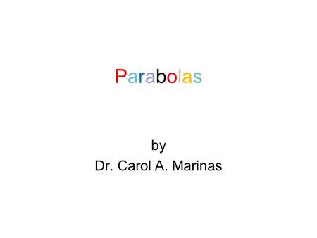 ParabolasParabolas by Dr. Carol A. Marinas. Transformation Shifts Tell me the following information about: f(x) = (x – 4) 2 – 3  What shape is the graph?