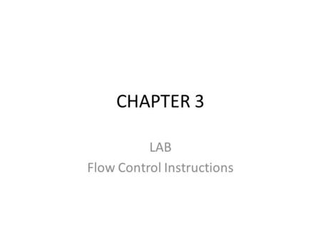 LAB Flow Control Instructions
