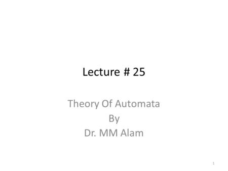 Theory Of Automata By Dr. MM Alam