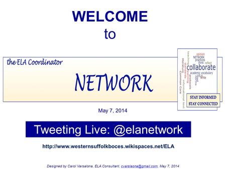 WELCOME to Designed by Carol Varsalona, ELA Consultant, May 7, May 7, 2014 Tweeting