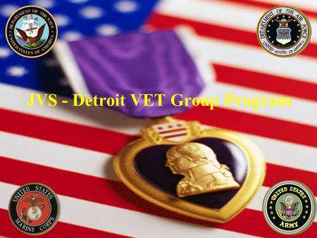 JVS - Detroit VET Group Program. Initiated at the request of VA’s Regional Vocational Rehabilitation Department in April 2006 Request was to design a.