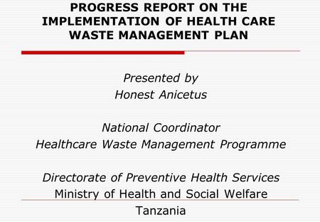Healthcare Waste Management Programme