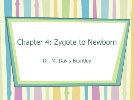 Chapter 4: Zygote to Newborn Dr. M. Davis-Brantley.