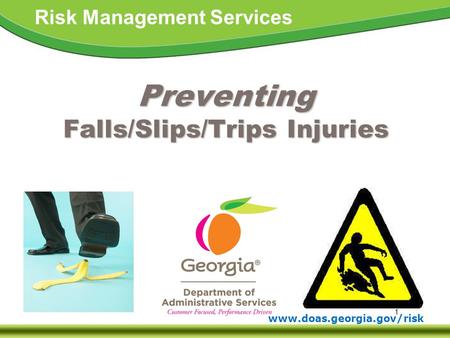 1 www.doas.georgia.gov/risk Risk Management Services Preventing Falls/Slips/Trips Injuries.