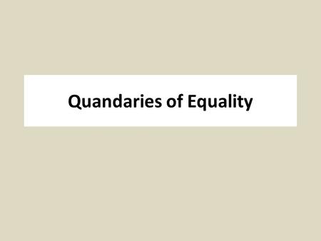 Quandaries of Equality. US Wealth Distribution 2009.