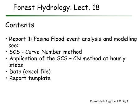 Forest Hydrology: Lect. 18