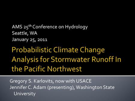 AMS 25th Conference on Hydrology