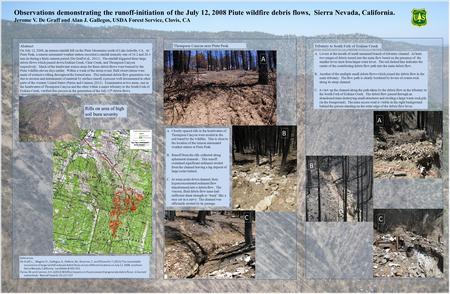 Observations demonstrating the runoff-initiation of the July 12, 2008 Piute wildfire debris flows, Sierra Nevada, California. Jerome V. De Graff and Alan.