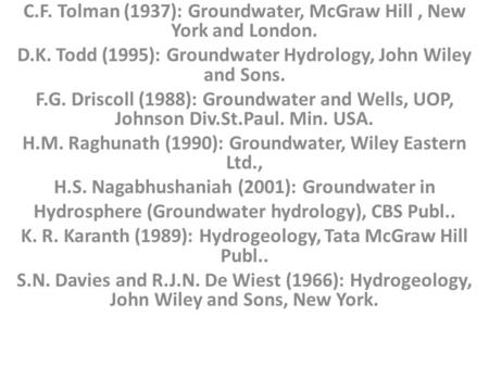 H.S. Nagabhushaniah (2001): Groundwater in