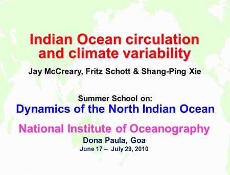 Indian Ocean circulation and climate variability