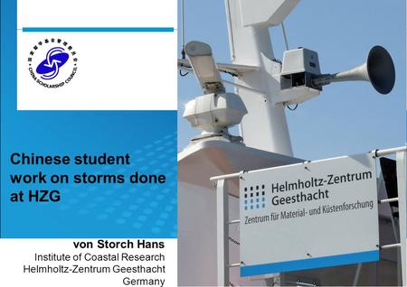 Chinese student work on storms done at HZG