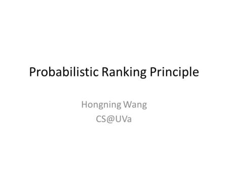 Probabilistic Ranking Principle