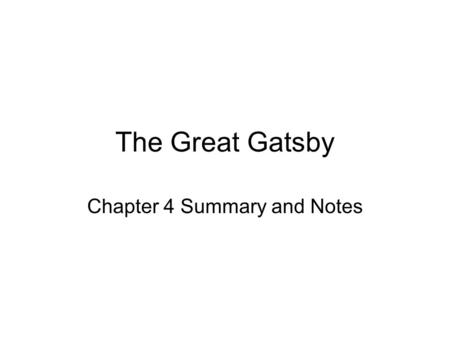 Chapter 4 Summary and Notes