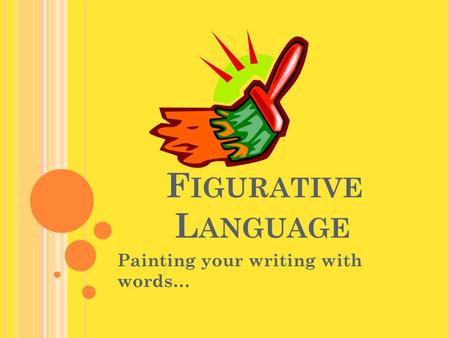 F IGURATIVE L ANGUAGE Painting your writing with words…