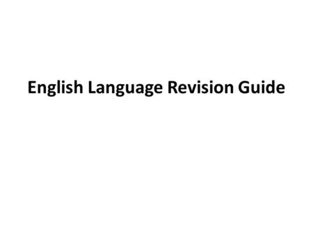 English Language Revision Guide