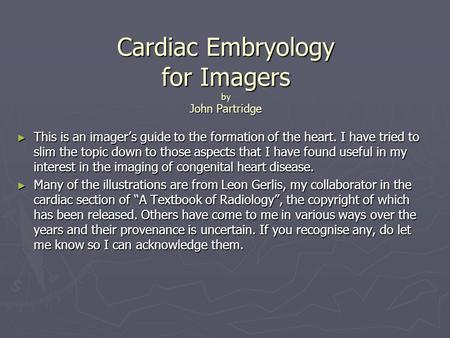 Cardiac Embryology for Imagers by John Partridge