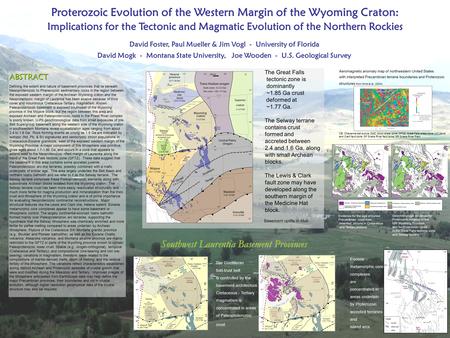 Proterozoic Evolution of the Western Margin of the Wyoming Craton: Implications for the Tectonic and Magmatic Evolution of the Northern Rockies Southwest.