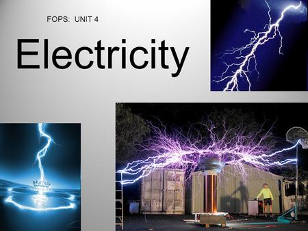 1 Electricity FOPS: UNIT 4. Mini Objectives 1. Describe how objects become electrically charged. 2. Explain how an electric charge affects other electric.