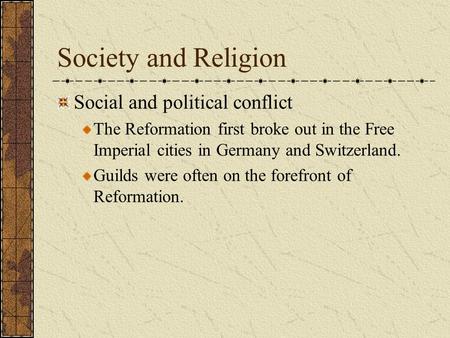Society and Religion Social and political conflict