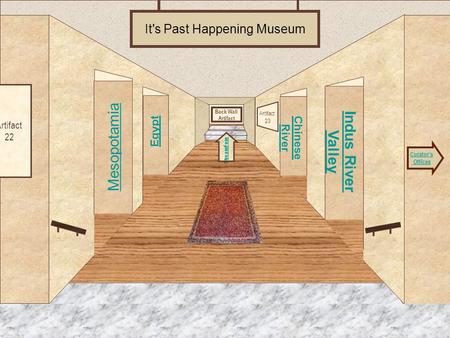 Museum Entrance Mesopotamia Egypt Indus River Valley Chinese River It's Past Happening Museum Curator’s Offices StreamFam Artifact 22 Artifact 23 Back.