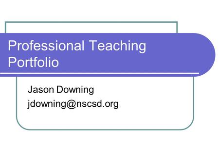 Professional Teaching Portfolio
