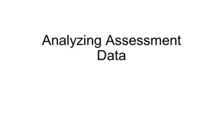 Analyzing Assessment Data. A process to consider... Student Learning Outcomes identified for program. Courses identified as to where the outcomes will.