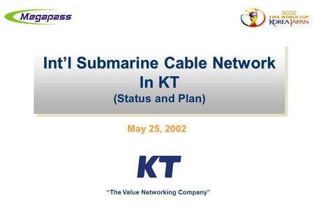 May 25, 2002 Int’l Submarine Cable Network In KT (Status and Plan) Int’l Submarine Cable Network In KT (Status and Plan) “The Value Networking Company”