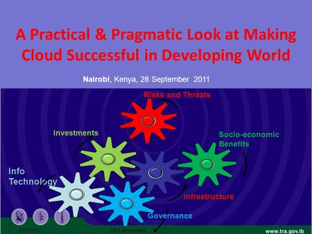 A Practical & Pragmatic Look at Making Cloud Successful in Developing World Nairobi, Kenya, 28 September 2011 5/17/2015 TRA proprietary Info Technology.