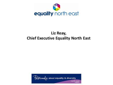 Liz Reay, Chief Executive Equality North East. Who We Are! Established 1997. Based in Swalwell, Gateshead. Local, regional and national activities. Third.