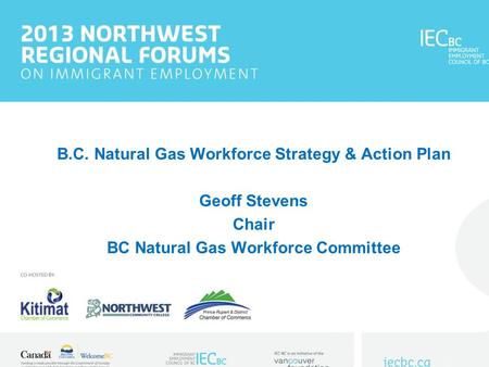B.C. Natural Gas Workforce Strategy & Action Plan Geoff Stevens Chair BC Natural Gas Workforce Committee.