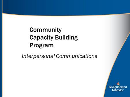 Community Capacity Building Program Interpersonal Communications.
