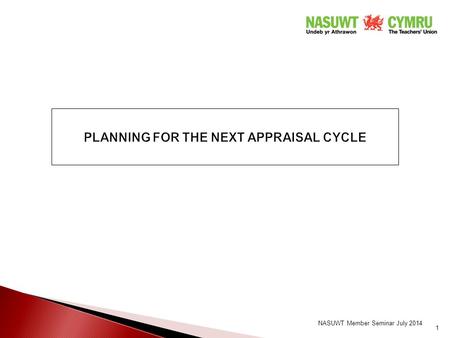 1 NASUWT Member Seminar July 2014.  To help you to take control of the planning for the next cycle of appraisal.  To consider ten key issues to which.