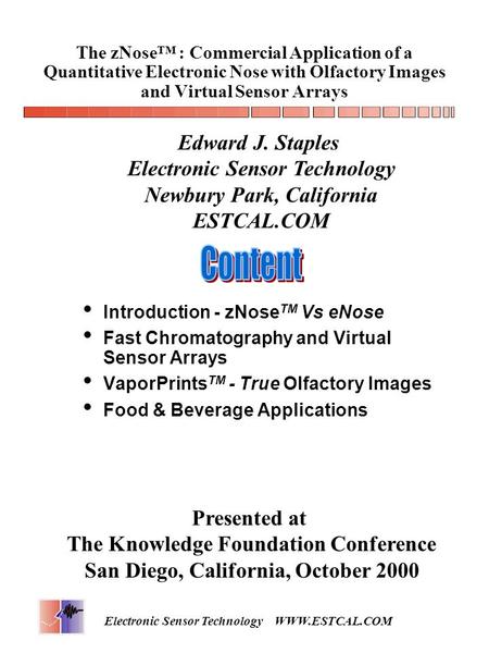 Content Edward J. Staples Electronic Sensor Technology