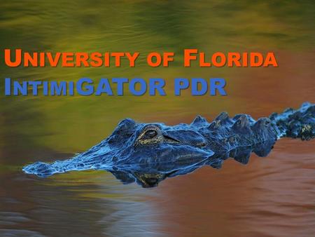 U NIVERSITY OF F LORIDA I NTIMI GATOR PDR. O UTLINE Project Organization Vehicle Design Payload Design Recovery System Component Testing Subscale Flight.