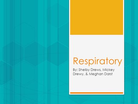 Respiratory By: Shelby Drews, Mickey Drewy, & Meghan Darst.