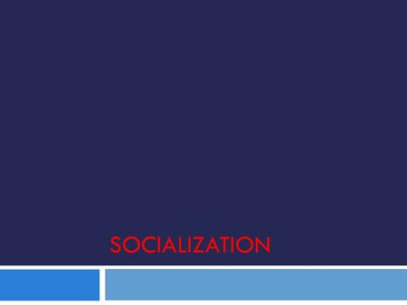 SOCIALIZATION. Learning Goals:  Define and understand the process of Socialization  Identify the Agents of Socialization  Reflect on how the Agents.